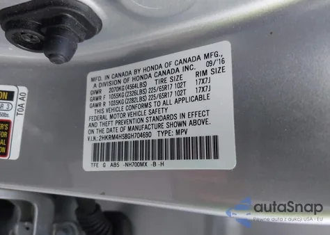 2016 Honda Cr-V Ex from USA, damaged, VIN 2HKRM4H58GH704690